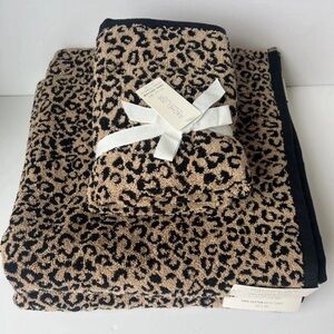 Rachel Zoe 4pc Leopard Cheetah Print Cotton Towel Set 2 Bath 2 Hand Towels